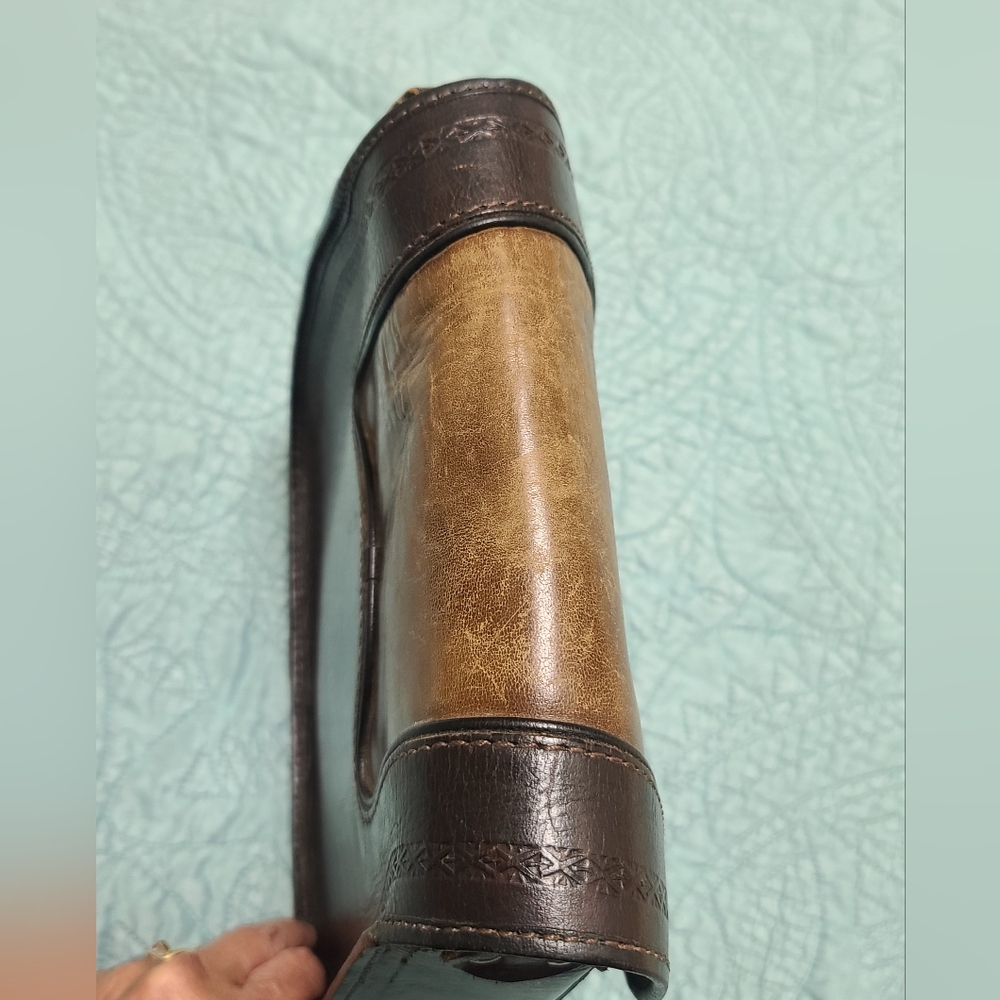 Brown and Tan Leather Saddle Bag Purse, Anna Del Sol, Crossbody Bag - Picture 8 of 14